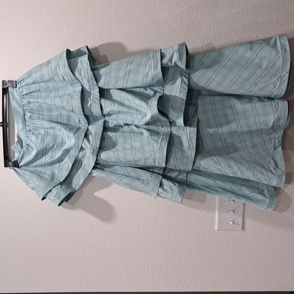 Buru Sweetheart Neck 3/4 Balloon Sleeve Textured Stripe Smocked Top & Skirt Set - Picture 8 of 16